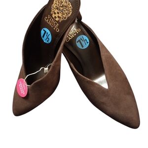 Vince Camuto Dark Brown Genuine Suede Pointed Heel Mules, NWT